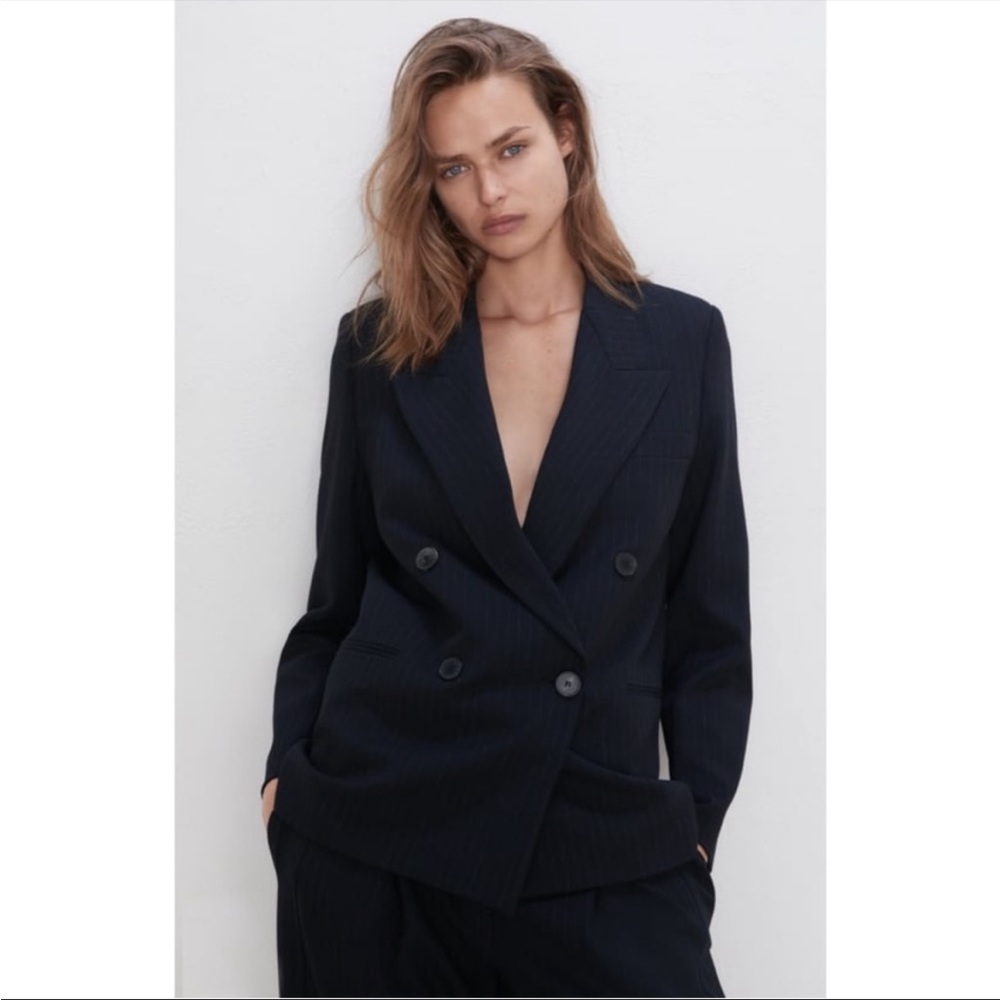 ZARA TWO PIECE SUIT NWOT ZARA WOOL BLEND PINSTRIPE SUIT CHARCOAL